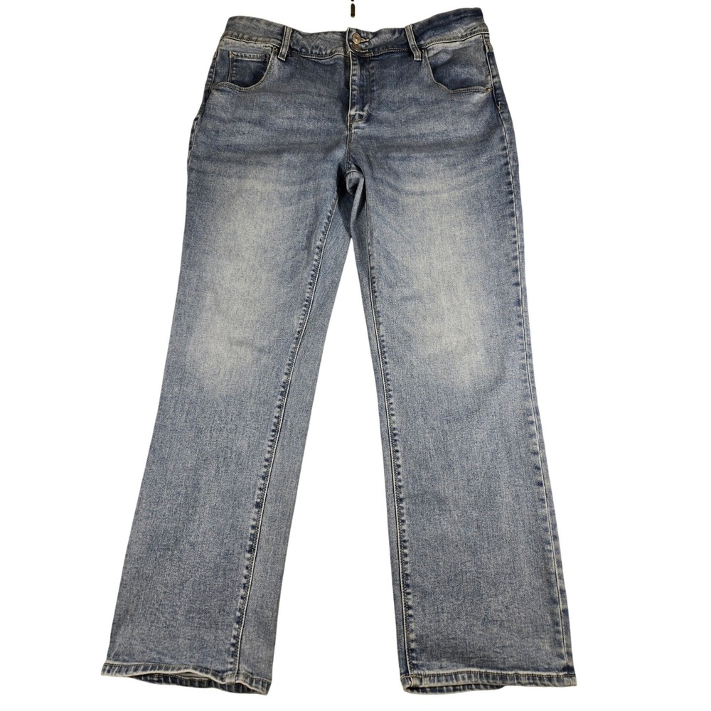 Hudson Los Angeles Women 14 Light Wash Flap Pocket Straight Leg Jeans Blue - Picture 1 of 9